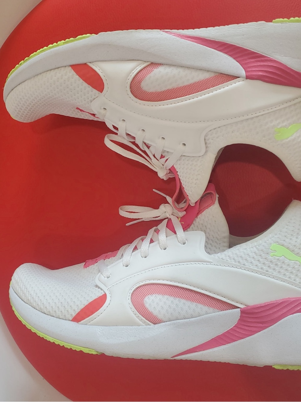 Puma White Athletic Sneakers with Pink Accents